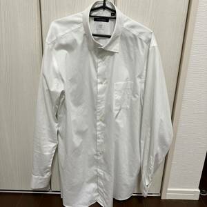 THE SUIT COMPANY イージーケアドレスシャツ　無地ホワイト斜めストライプ　長袖シャツ 