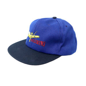 デッドストック 90s ビンテージ OWNCO HELIWING ベースボール スナップバック キャップ 刺繍 USA製 古着 90年代 ツートン 飛行機 帽子 青