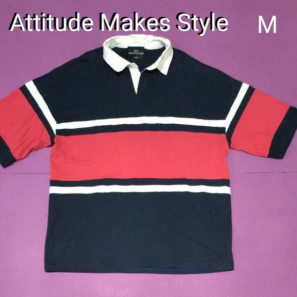 ラガーシャツ 半袖ポロシャツ 半袖 ポロシャツ Attitude Makes Style Spinnr 半袖シャツ Tシャツ M 