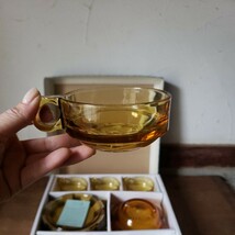 昭和レトロ 保谷クリスタル HOYA 灰皿付 アイスティーセット 茶器セット ガラス ティーカップ ソーサー アッシュトレイ ビンテージ 古道具_画像2