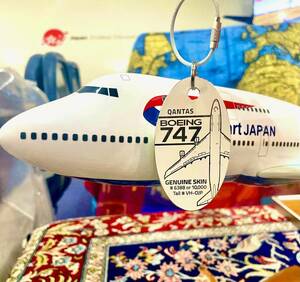 【希少！】PLANETAGS 機体キーホルダー B747 VH-OJP Qantas プレインタグス カンタス航空 ボーイング Boeing White 白色