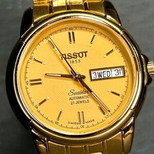 美品 TISSOT ティソ SEASTAR シースター A660/760K 腕時計 機械式 自動巻き アナログ デイデイトカレンダー フルゴールド 動作確認済み