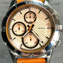 新品 FOSSIL フォッシル ES4043 腕時計 クオーツ 多針アナログ クロノグラフ レザーベルト ステンレススチール カレンダー ラウンド_画像1