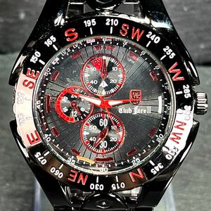 club faceⅡ クラブフェイス CF-4710 メンズ 腕時計 アナログ クオーツ ブラック×レッド文字盤 メタルバンド ステンレス 新品電池交換済み
