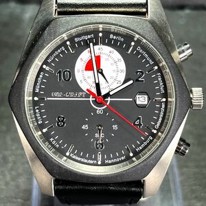 UHR-KRAFT ウアークラフト 118/2 No.069 メンズ 腕時計 アナログ クオーツ クロノグラフ ブラック文字盤 ステンレス レザーベルト デイト