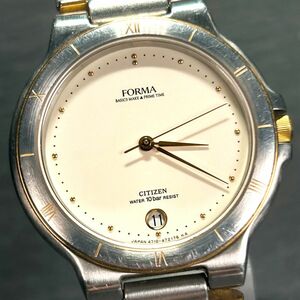 美品 希少 CITIZEN シチズン FORMA フォルマ BASICS MAKE PRIME TIME 4710-470702 腕時計 クオ―ツ アナログ カレンダー 新品電池交換済み