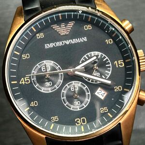 Emporio Armani エンポリオアルマーニ AR-5905 腕時計 クオーツ アナログ クロノグラフ ブラック文字盤 新品電池交換済み 動作確認済み