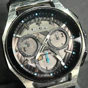 美品 BULOVA ブローバ 98A161 腕時計 クオーツ アナログ クロノグラフ グレー文字盤 ステンレススチール ラウンド メンズ 動作確認済み