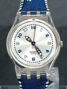 新品 Swatch スウォッチ NAUTICAL MISS ノーチカルミス LK251 アナログ クォーツ 腕時計 スモールサイズ 裏スケ 布製ベルト 電池交換済み