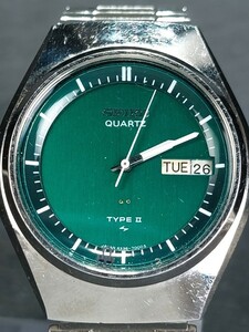 SEIKO セイコー TYPEⅡ タイプ2 4336-7000 メンズ アナログ クォーツ 腕時計 グリーン文字盤 カレンダー メタルベルト ステンレススチール