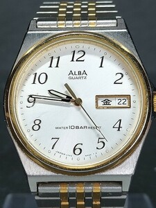 SEIKO セイコー ALBA アルバ AIGT002 メンズ アナログ 腕時計 デイデイトカレンダー シルバー＆ゴールド メタルベルト 新品電池交換済み