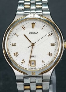 SEIKO セイコー SPIRIT スピリット 8N45-6040 メンズ アナログ 腕時計 ホワイト文字盤 デイトカレンダー メタルベルト 新品電池交換済み