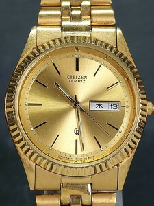 CITIZEN シチズン QUARTZ クォーツ 6100-S26585 メンズ アナログ 腕時計 ゴールド デイデイトカレンダー メタルベルト シンプルデザイン