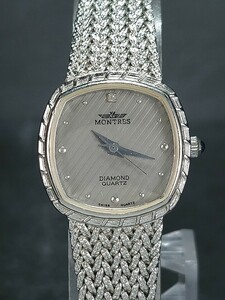 MONTRES モントレス DIAMOND ダイアモンド 69122 アナログ クォーツ 腕時計 3針 スモールサイズ グレー文字盤 シルバー メタルベルト