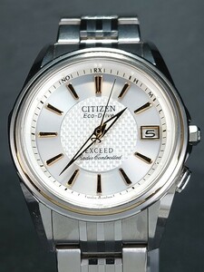 CITIZEN シチズン EXCEED エクシード エコドライブ H111-T011381 TA アナログ 電波ソーラー 腕時計 ホワイト文字盤 ステンレス 動作確認済