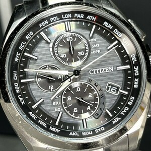 CITIZEN ATTESA シチズン アテッサ AT8040-57E エコドライブ Eco-Drive 腕時計 ソーラー電波 チタン クロノグラフ ワールドタイム ブラック