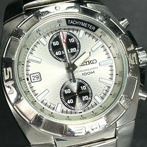 SEIKO セイコー TACHYMETER タキメーター 腕時計 クオーツ 7T94-0AE0 ホワイト クロノグラフ ステンレス メンズ カレンダー デイト 白