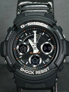美品 箱付き CASIO カシオ G-SHOCK ジーショック AW-591MS-1A メンズ デジアナ 腕時計 ブラック オレンジ 布ベルト ステンレス 動作確認済