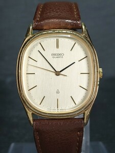 SEIKO セイコー QUARTZ クォーツ 5931-5500 メンズ アナログ 腕時計 3針 ゴールド レザーベルト ステンレス 新品電池交換済み 動作確認済み