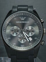 EMPORIO ARMANI エンポリオアルマーニ AR5889 メンズ アナログ 腕時計 ブラック クロノグラフ デイトカレンダー メタルベルト 動作確認済み_画像1