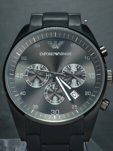 EMPORIO ARMANI エンポリオアルマーニ AR5889 メンズ アナログ 腕時計 ブラック クロノグラフ デイトカレンダー メタルベルト 動作確認済み