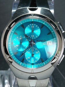 美品 15周年記念品 SEIKO セイコー WIRED ワイアード AGAV116 メンズ アナログ 腕時計 グリーン クロノグラフ メタルベルト 電池交換済み