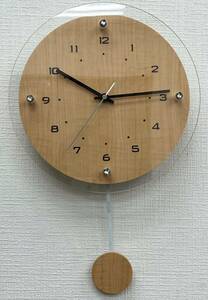 MAG マグ 振り子時計 壁掛け時計アンティール アナログ 3針 ステップ秒針 木製 直径約27cm インテリア ウォールクロック W-473 ノア精密