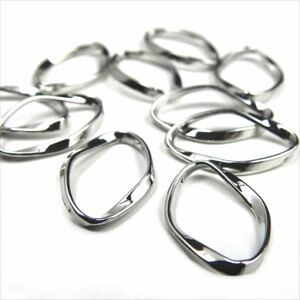 ひねり変形リングパーツ楕円 25mm シルバー 10個セット 銀 オーバル デザイン丸カン アクセサリー パーツ 金具 金属 メタル ピアス tymvg