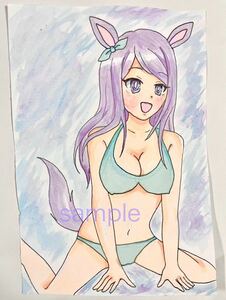 Art Auction Doujin Illustration dessinée à la main Uma Musume Mejiro McQueen Carte postale 100×148, des bandes dessinées, produits d'anime, illustration dessinée à la main