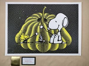 #054 DEATH NYC 世界限定ポスター 現代アート ポップアート 草間彌生 KUSAMA YAYOI かぼちゃ スヌーピー ウッドストック 焚火