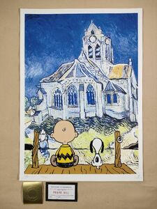 #035 DEATH NYC 世界限定ポスター 現代アート ポップアート SNOOPY スヌーピー オーヴェルの教会 ゴッホ チャーリーブラウン