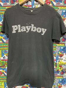 1980年代? ヴィンテージ PLAYBOY プレイボーイ Tシャツ／墨黒／バニーヘッド／ラビットヘッド／パキ綿／バンドT／ロックT／ツアーT