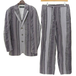  Issey Miyake ISSEY MIYAKE cotton 100% stripe setup pants jacket men's gray size2 09SS [Y02987]