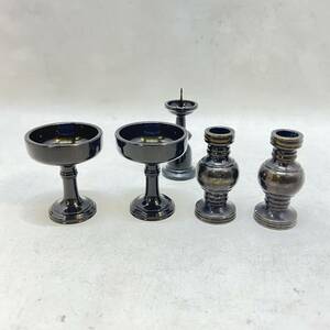 ▼現状品☆ローソク立 仏器 花瓶 仏教美術 古美術品 骨董 ディスプレイ 仏具 寺院 神社仏閣▼C01519