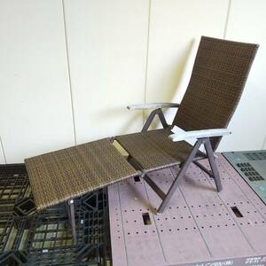 ◆ガーデンチェア ラタン調 折り畳み式 椅子 インテリア バルコニー イス 直接引取可◆K2007
