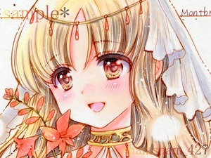 オリジナル手描きイラスト☆誕生花＜8月15日～モントブレチア～＞☆色紙