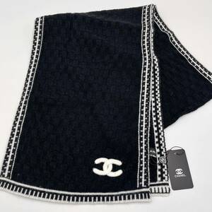 【FINAL SALE】CHANEL シャネル ショール　ストール　マフラー　カメリア　ココマーク　マフラーA ブラック　黒　海外並行輸入　ニット