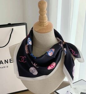 【SALE】CHANEL シャネル　スカーフ　マフラー　ショール　ストール　海外並行輸入　スクエア　ネイビー