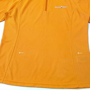 mont-bell(モンベル)クールラグランジップシャツ 長袖ロンT メッシュ素材 プリントロゴ レディースL オレンジ系の画像10