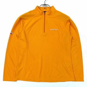 mont-bell(モンベル)クールラグランジップシャツ 長袖ロンT メッシュ素材 プリントロゴ レディースL オレンジ系