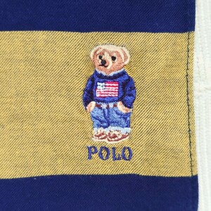 POLO　ラルフローレン　ストライプハンカチ　ベアステッチ　くま刺繍　送料120円〜　