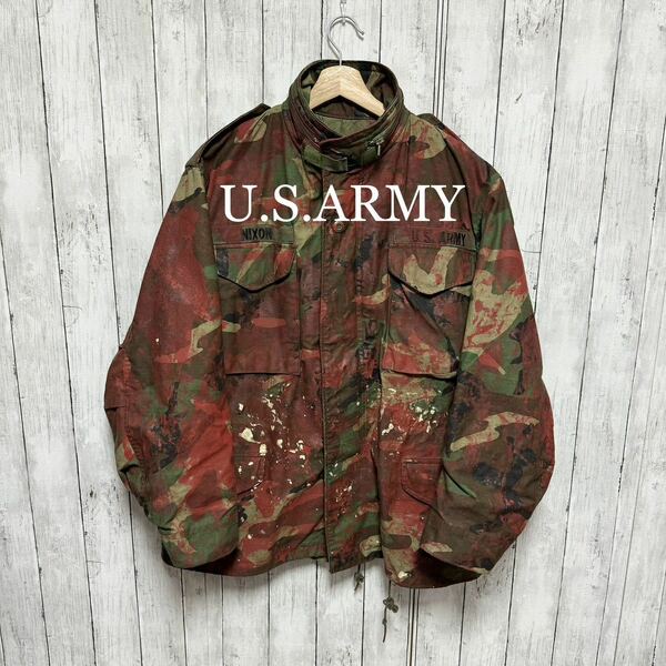 【希少】80s.U.S.ARMY M-65 ペンキ迷彩フィールドジャケット！雰囲気◎