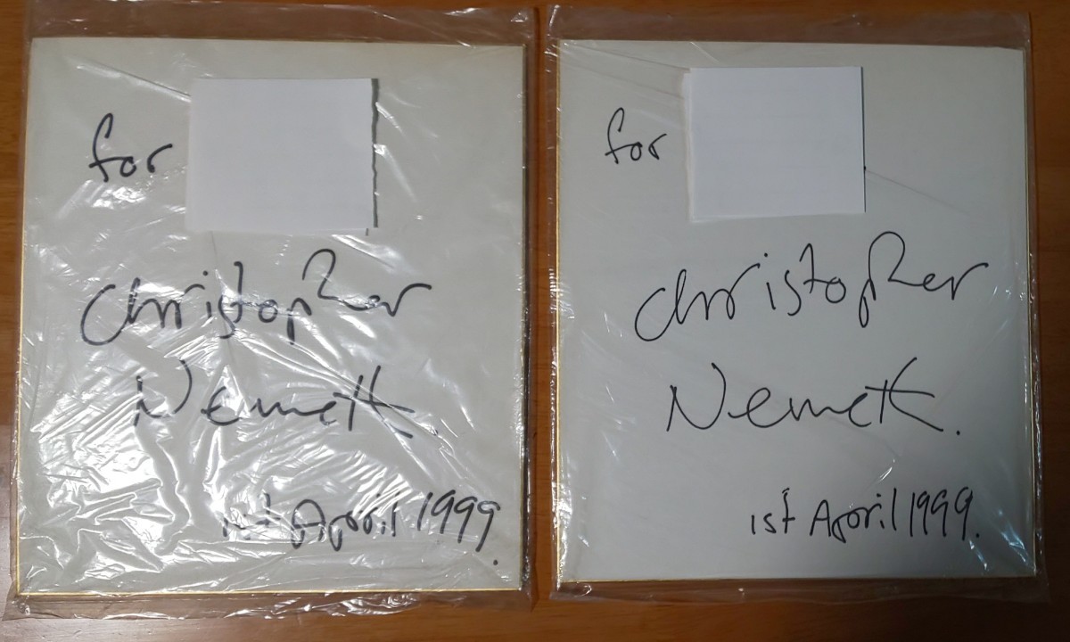 Extremadamente raro Christopher Nemeth, el propio diseñador, juego de 2 papeles de colores autografiados NEMETH, antiguo, recopilación, firmar, otros