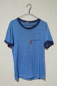 70年代 ビンテージ リンガー プリントTシャツ vintage トリム 霜降り Tee