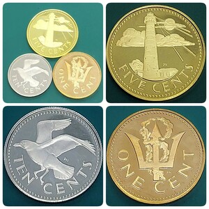 [60208] неиспользованный предмет Barbados 1973 10 Cent 5 центов 1 Cent Сводка 3 очков мировой монета монеты монеты