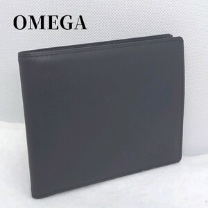 オメガ　二つ折り財布　レザー　ブラック　OMEGA