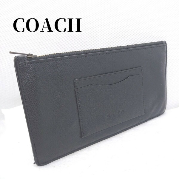 コーチ　カードケース　ポーチ　ジップ　フォーンウォレット　黒　レザー　COACH