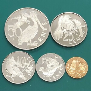 【60211】未使用品　ヴァージン諸島　1975年　50セント　25セント　10セント　5セント　1セント　おまとめ5点　世界コイン　硬貨