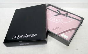 ▲(R602-E191)未使用 イブサンローラン YVES SAINT LAURENT YSL バスタオル 綿100% バス用品 元箱 ピンク