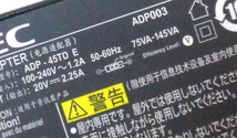 ▲(R601-D54)現状品　NEC　ACアダプタ　　ADP003 20V 2.25A　_画像2